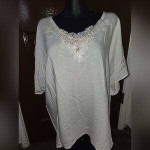 Elegant White Embellished Women's Top